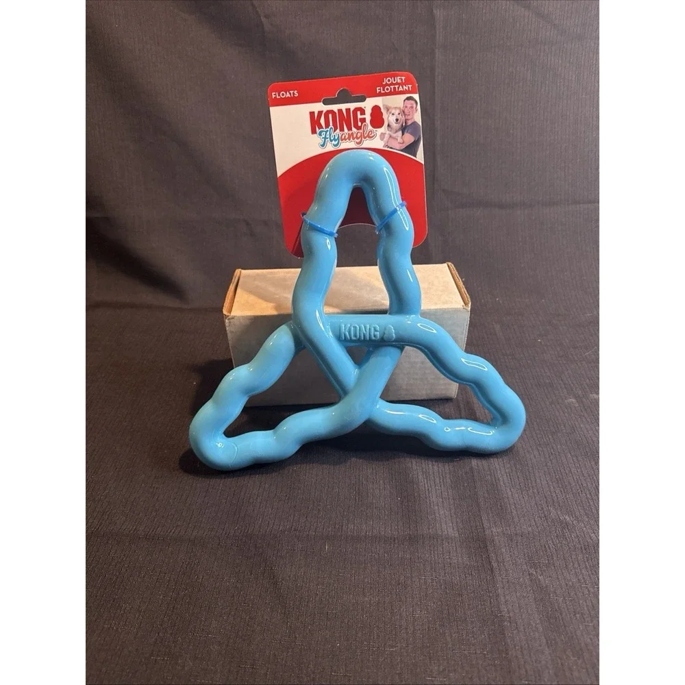 KONG Flyangle Large Durable Floating Tug & Fetch Dog Toy Blue FA11 10x9